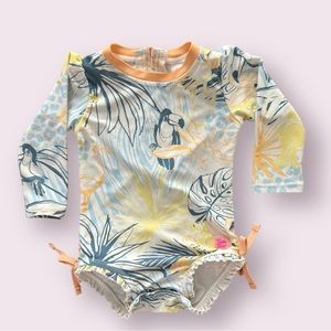 Ruffle Butts Birds Of A Feather One Piece Rash Guard 12 To 18 Months